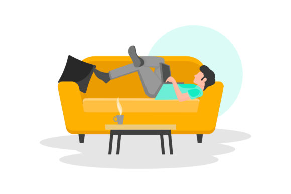 Download Illustration of Working with a Laptop - Work Collection