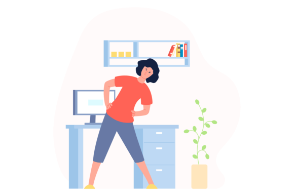 Download Stretching at Workplace Illustration. Wo - Work Collection
