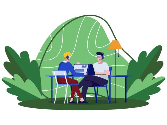 Download Green Flat Illustration Working on Group - Work Collection
