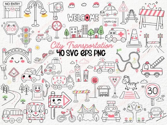 Download City Transportation SVG Cute Road Signs - Transportation Collection