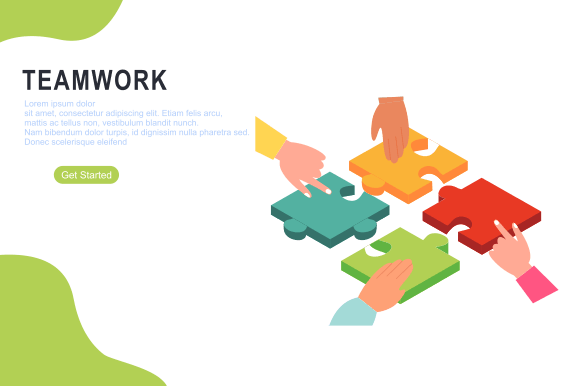 Download Teamwork Concept with Hands and Puzzle - Work Collection