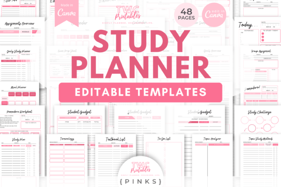 Download Study Planner Canva Templates | PINKS - Templates Collection