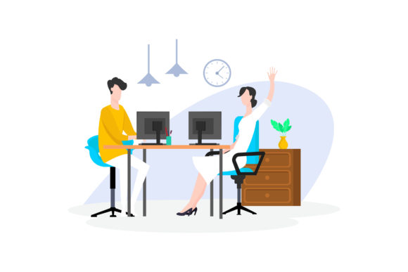 Download Illustration of Working with a Laptop - Work Collection