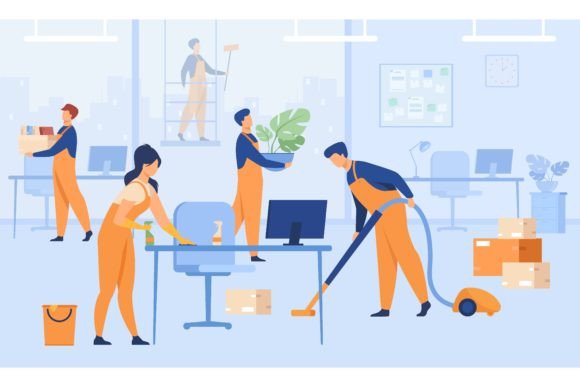 Download Professional Janitors Working in Office - Work Collection