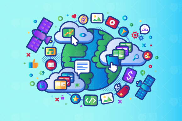 Download Global Data Network Concept Illustration - Work Collection
