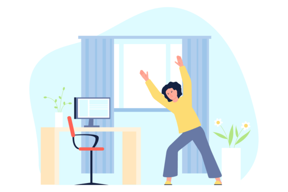Download Woman Exercise at Workplace. Corporate F - Work Collection